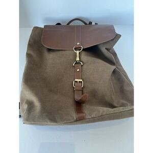Canvas Leather Backpack Brown Laptop Travel School Bag Adjustable Straps